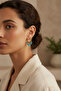Stylish Hoop Earrings with Yellow-Tone Turquoise Stone Detail - 7