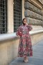 Women's Watercolor Floral Patterned Dress Smoked - 2