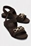 Single Buckle Ribbed Women's Sandals Brown