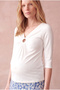 Maternity Ecru Cotton / Modal V-Neck 3/4 Sleeve Ring Detailed Blouse Laney - 3