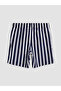 Navy Blue Short Length Striped Men's Swim Shorts - 3