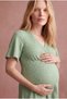 Maternity Mint Green Seersucker Textured Cotton Double Breasted V-Neck Short Sleeve Dress with Nursing Features Noella - 3