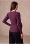 Maternity Burgundy Textured Viscose Crew Neck Long Balloon Sleeve Blouse Paige - 4