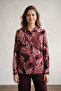 Women's Plus Size Lycra Shirt Collar Placket Patterned Long Sleeve Mom T-Shirt Shirt Combed Cotton Blouse