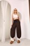 Modal Fabric Elastic Waist Shalwar Trousers Brown - 2
