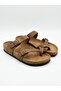 Unisex Mc106-Crz Genuine Leather Tan Crazy Flip-Flop Orthopedic Cork Slippers - 2
