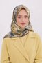 Patterned Cotton Silk Scarf Ls2203 11-Ecru-Faded Blue-Yellow - 2