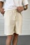 Patterned Woven Linen Shorts