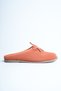 Women's Genuine Leather Flat Slippers with Bow Detail - Orange Suede - 3