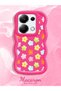Redmi Note 13 Pro 4g Compatible Case with Camera Protection Red Silicone Couple Phone Case with Floral Pattern - 2