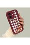 iPhone 16 Compatible Case Camera Protector Burgundy Silicone Couple Phone Case with Floral Pattern - 2
