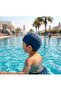 Children's Navy Blue Swimming Cap - Flexible Micro Fabric Swimming Cap with Internal Elastic (Ages 2-16) - 3