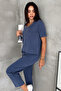 Urban Ease Women's V-Neck Relaxed Fit Two-Piece Set - 2