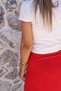 Red Crew Neck Embroidered Crop Tshirt - 4