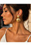 Textured Gold Round Dangle Earrings Modern Design Suitable for Daily and Special Occasion Combinations - 4