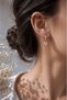 Heart Stone Dangle Zircon Hoop Earrings (Gold Color) - 2