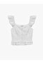 Cotton Buttoned Ruffle Flounce Sweetheart Neckline Tank Top