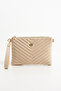 Cream Women's Faux Leather Stitched Adjustable Crossbody and Hand Strap Portfolio, Clutch Bag - 4