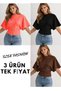 3-Piece Women's Fitted, Wide-Sleeved Top Blouse-T-Shirt (Raspberry-Black-Coffee)