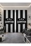 Black and White Champion Double Winged Children's Room Background Curtain