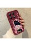 Mi 14t Pro Compatible Case Camera Protector Claret Red Silicone Couple Phone Case Cat Pattern - 3