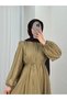 Taliz Stitched Detailed Voile Dress with Elasticated Sleeves-Pa9885 Oil Green - 2