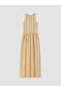 Nevavm Oval Neckline Striped Gathered Dress with a Difference