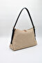Women's Straw Belt Strap Suede Zippered Faux Leather Hand and Shoulder Bag - 2