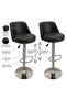 Bar Stools, PU Leather Lined Swivel Bar Stools with Backrest and Metal Frame, Counter-Height Bar Chairs for Kitchen Island Pub Black - 4
