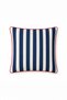 Red Piping Blue Striped Throw Pillow Cover