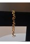 Gold Color Stylish Women's Bracelet with Dolphin Figure and Stone Detail - 2