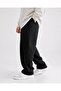 Unisex Black Baggy 3 Thread Loose Cut Straight Leg Seasonal Sweatpants - 3
