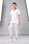 White V-Neck Basic Women's T-Shirt 100% Cotton Side Slits Short Sleeve Casual Comfortable Cut