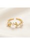 Pearl and Leaf Figured Zircon Stone Adjustable Ring - 2