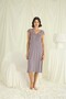 Gray Lace Button-Down Nightgown, Women's Short-Sleeved Viscose Home Dress, V-Neck Guipure Maternity Nightgown, One-Piece Stylish Knee-Length Sleepwear