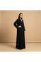 Elegant Black V-Neck Pintuck Abaya Maxi Dress - 5
