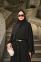 Women's Cape Detailed Inner Lined Suit Set Black - 3