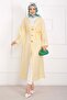 Gold Buttoned Lace-Up Long Kimono Yellow