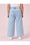 Girls Light Wash Scalloped Embroidered Trousers - 3