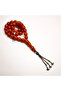 Antique Bagha Sharba Rosary 33 Beads 11mm Orange-Red Prayer Beads Tasbih 43g Bronze-Tone Chain Tassel - 3