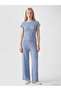 Indigo Elastic Waist Textured Women's Trousers