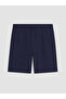 Navy Blue Plus Size Linen Blend Women's Trousers