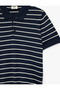Short Sleeve Buttoned Striped Polo Collar Knitwear School T-Shirt - 6