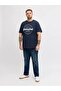 Men's Navy Blue Jjedover Denim Tee Ss O-Neck Sn Pls Large Size T-Shirt - 2