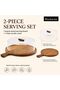 Acacia Wood Serving Board with Clear Acrylic Cover 44 cm for Pizza, Cake, Cheese, Cupcakes and Pastries, Round Paddle Board with Handle - 4