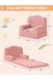 Kids Sofa Chair, Sherpa Convertible Toddler Couch with Washable Cover, Crown Design Comfy Children's Reading Chair, Fold Out Sofa Bed for Playroom, Nursery, Girls & Boys - 6