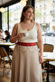 Plus Size Red Women's Belt with Chain Detail Thick Waist Accessory