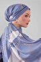 شال مووس كريب بنمط سلسلة ذهبية زرقاء - 4