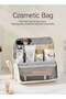 SOTEN Large Travel Makeup Bag Organizer, Standing Cosmetic Organizer with Handle, Waterproof PU Vanity Case for Women, Portable Makeup Station & Toiletry Bag, Available in Cream Beige, Sky Blue & Ligh