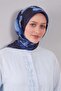 وشاح من القطن الحريري بنمط مختلط باللون الأزرق